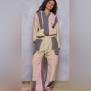 POL Designed quilted relaxed fit pants & oversized fit jacket w/hoodie.